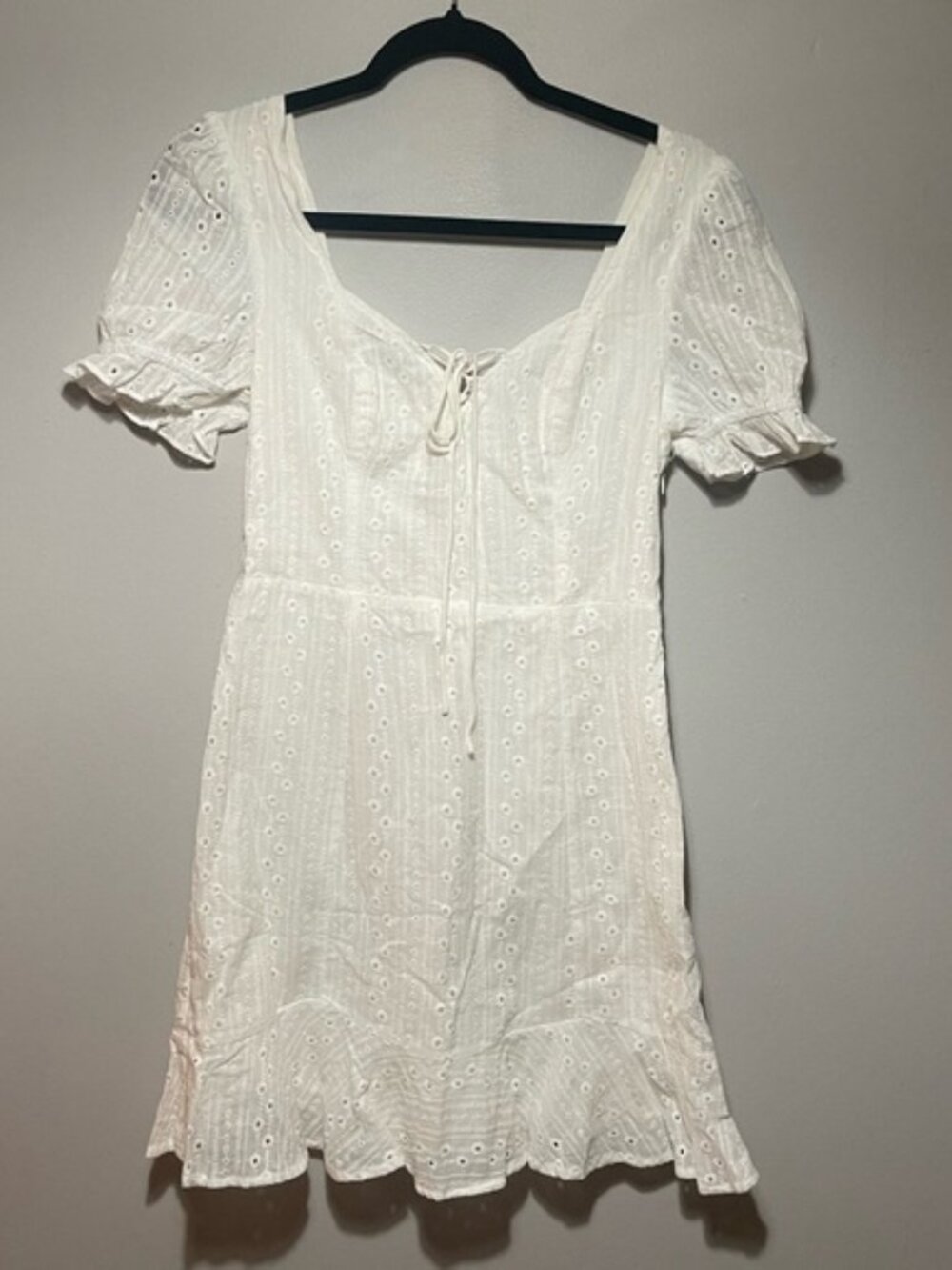 Eyelet Milkmaid Mini Dress